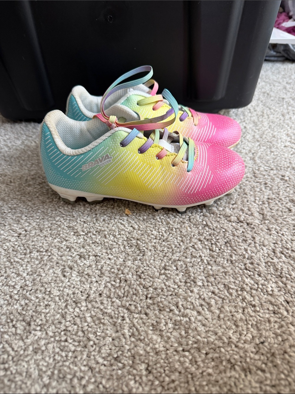 Brava Kids' Gradient Soccer Cleats - Pink/Yellow/Blue